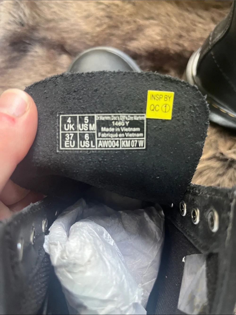 Dr. Martens Black Leather Lace-Up Boots with Yellow Stitching